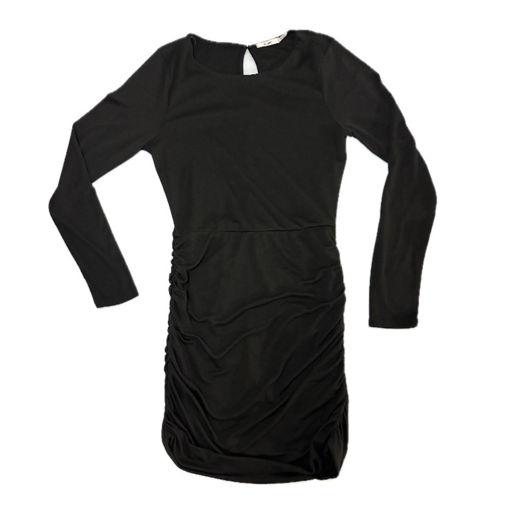 Francesca's Mi Ami Black Ruched Long Sleeve Bodycon Dress Size Medium